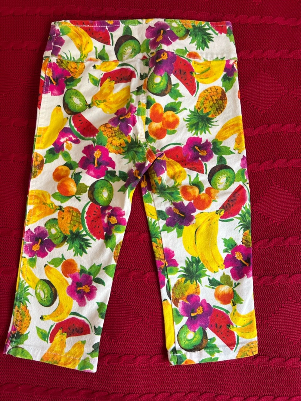 Kids Dolce & Gabbana White Capri Leggings with Multicolor Tropical Fruit Print - Picture 9 of 11